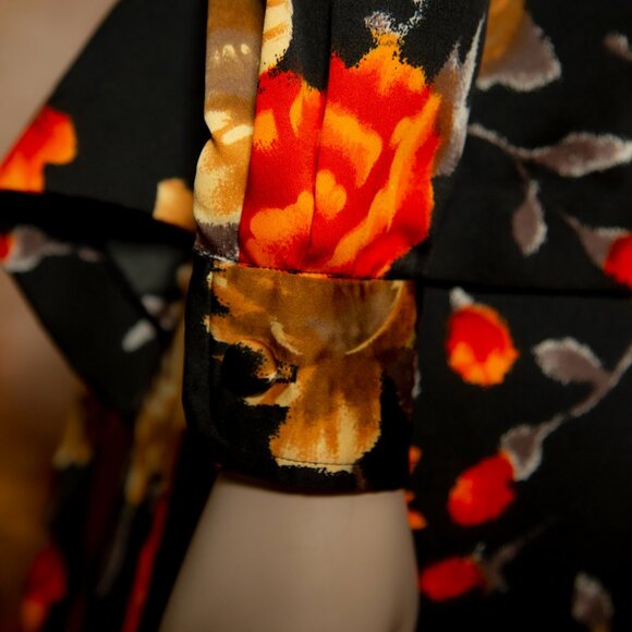 1970s vintage pant suit floral palazzo pants set floral satin 3 piece set - Picture 10 of 12